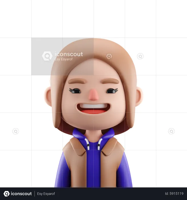 Cute Girl  3D Icon