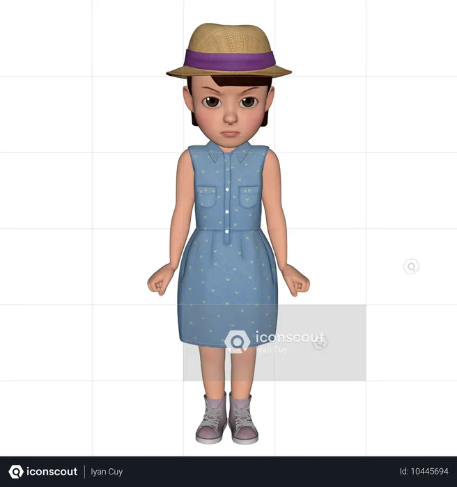 Cute Girl Giving Angry Pose  3D Icon