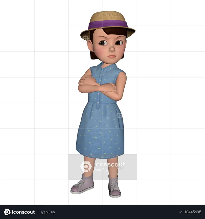 Cute Girl Giving Angry Pose  3D Icon