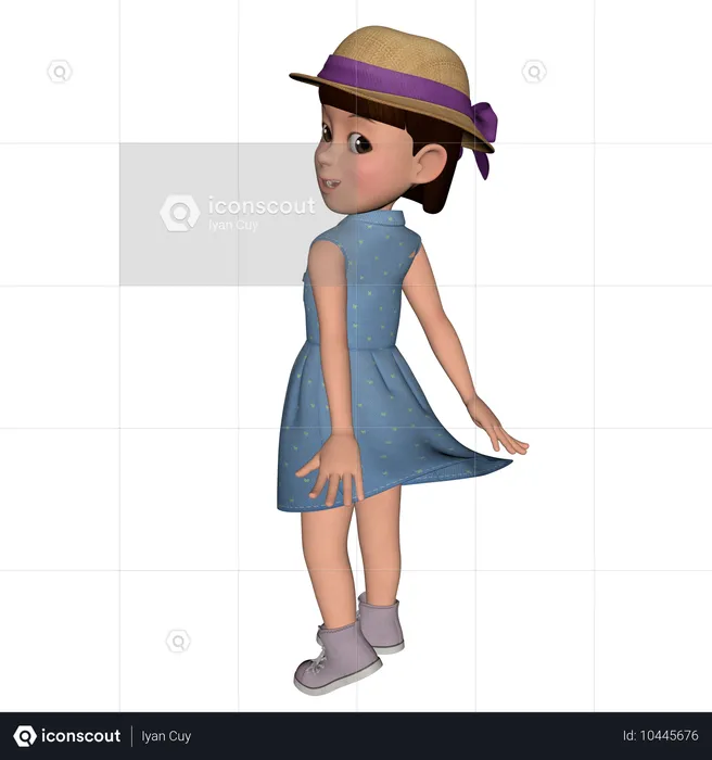 Cute Girl Giving Back Pose  3D Icon