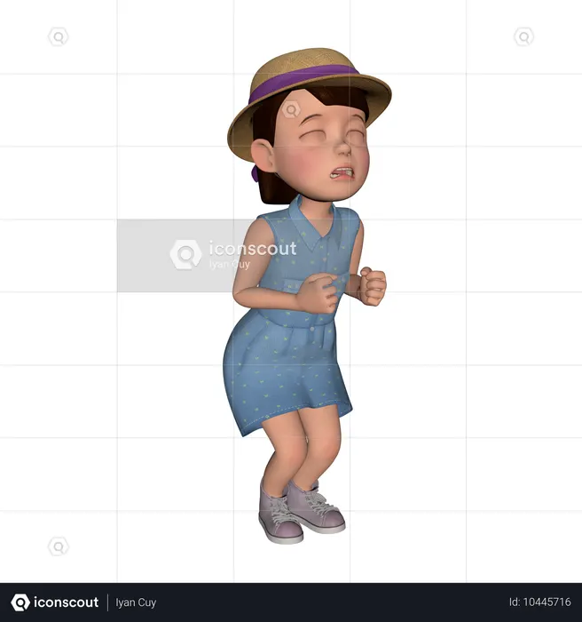 Cute Girl Giving Crying Pose  3D Icon