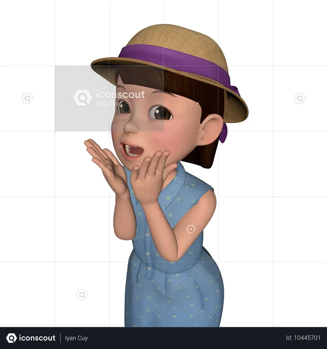 Cute Girl Giving Shocking Pose  3D Icon