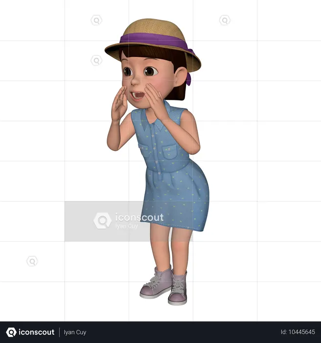 Cute Girl Giving Shocking Pose  3D Illustration