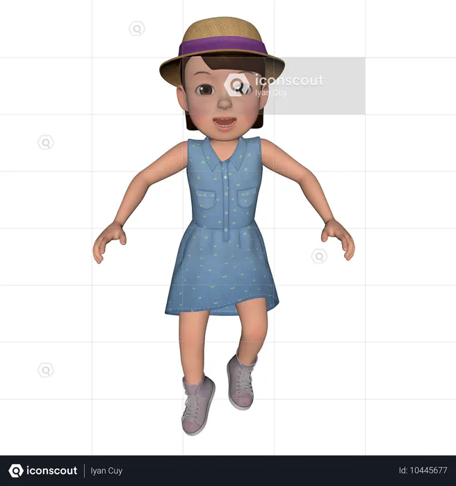 かわいい女の子が歩いている  3D Icon