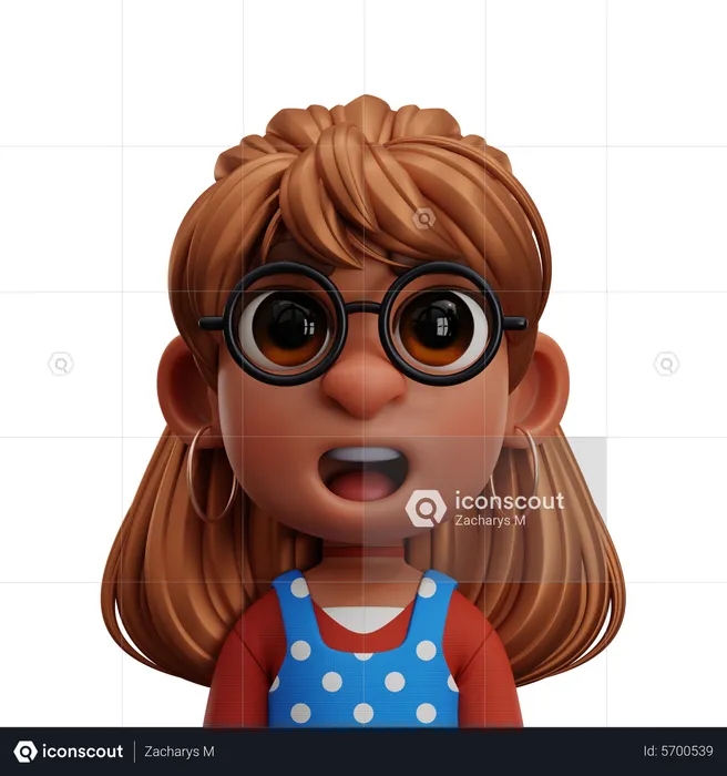 CUTE GIRL WITH GLASSES  3D Icon