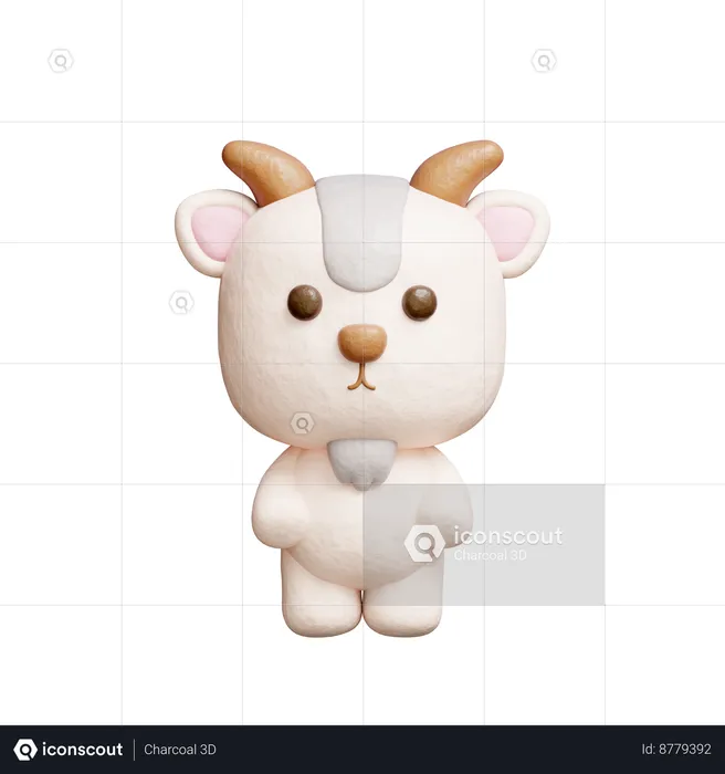 Cute Goat Character  3D Icon
