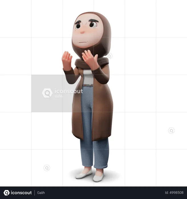 Cute Hijab Girl Praying  3D Illustration