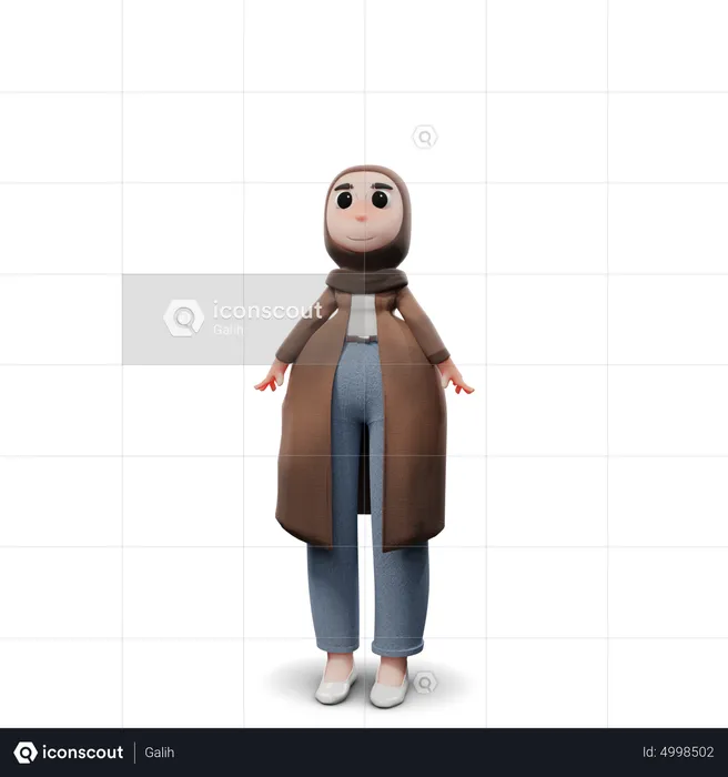 Cute Hijab Girl Shrinking  3D Illustration
