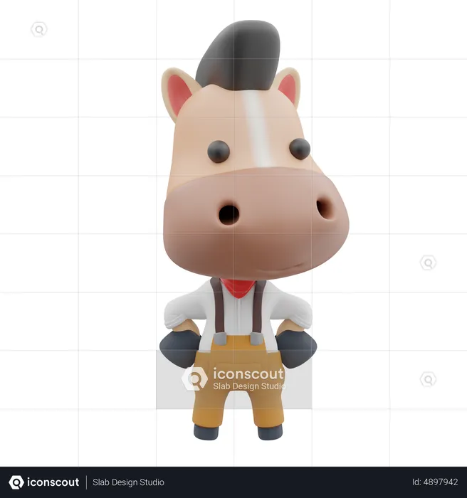 Cute Horse  3D Illustration