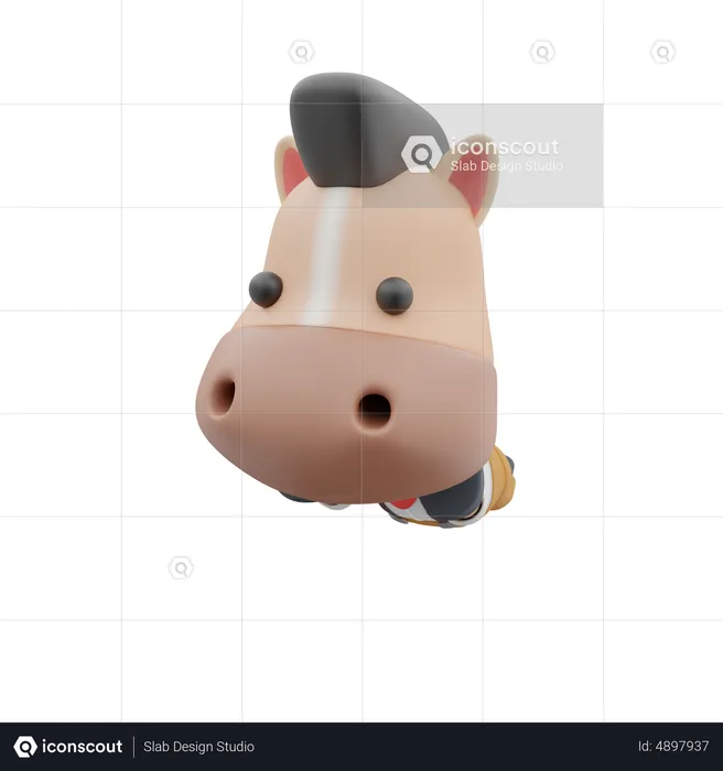 Cute Horse Face  3D Illustration
