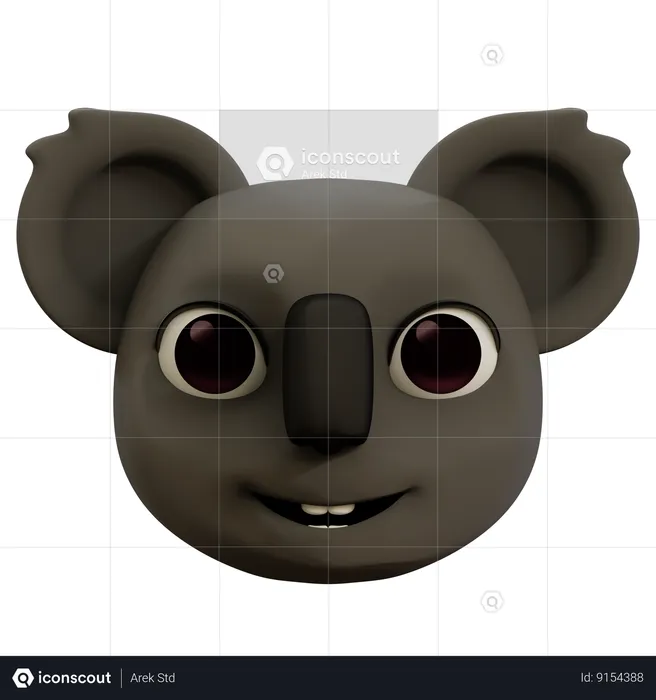 Cute Koala Happy Emoji 3D Icon