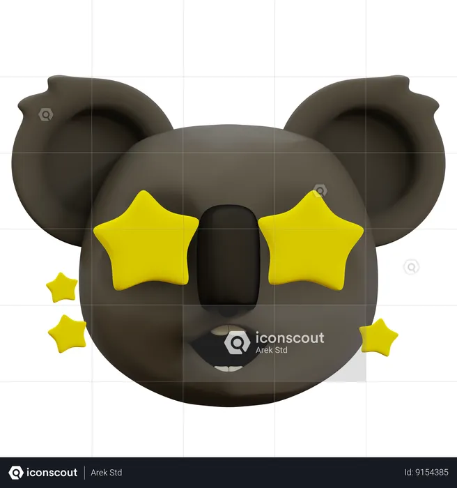 Cute Koala Star Emoji Emoji 3D Icon