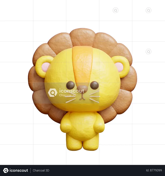 Cute Lion Character  3D Icon