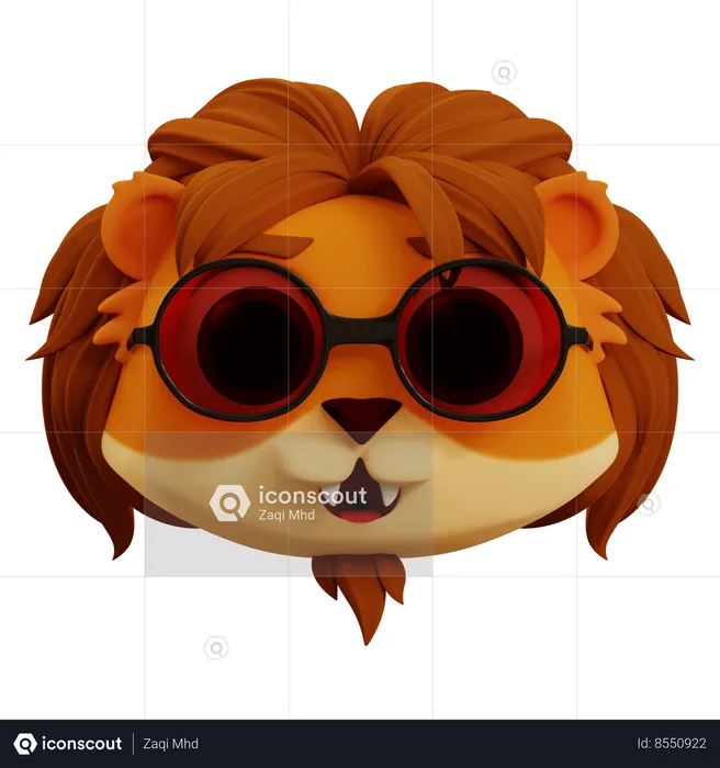 Cute Lion Cool Emoji Emoji 3D Icon