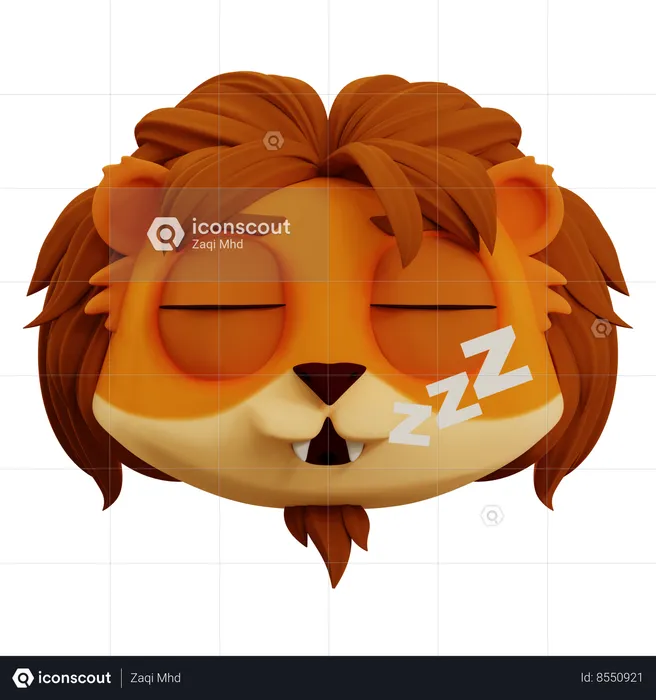 Cute Lion Deep Sleep Emoji Emoji 3D Icon