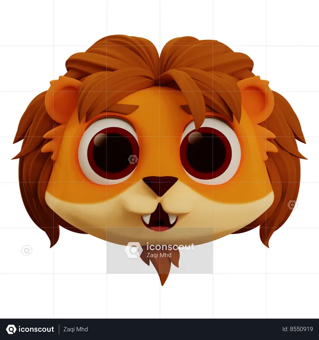 Cute Lion Happy Emoji Emoji 3D Icon