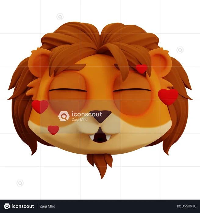 Cute Lion In Love Emoji Emoji 3D Icon