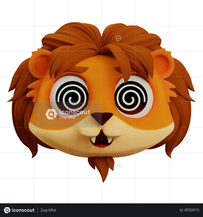 Cute Lion Is Dizzy Emoji Emoji 3D Icon