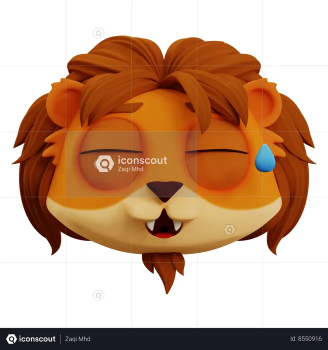 Cute Lion Laughing Emoji Emoji 3D Icon