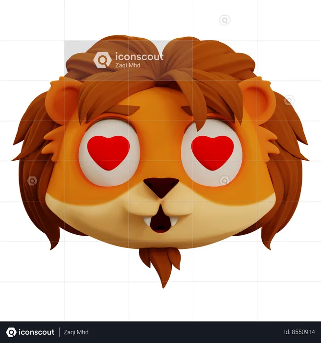 Cute Lion Love Emoji Emoji 3D Icon