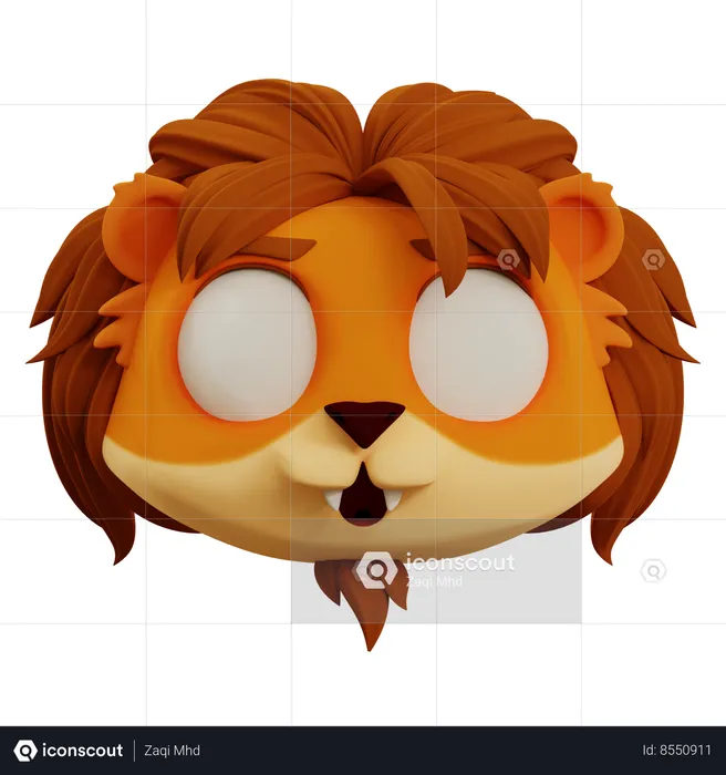 Cute Lion Scared Emoji Emoji 3D Icon