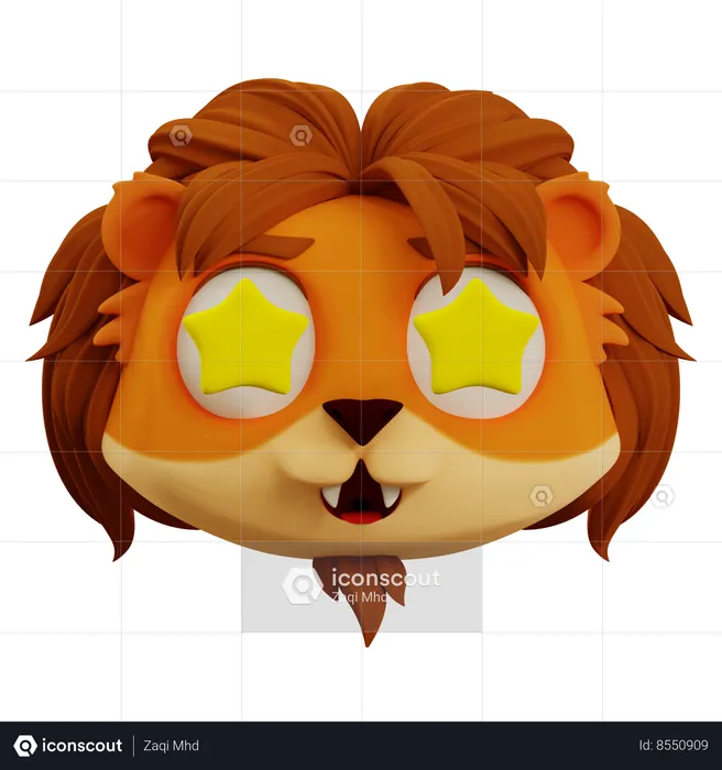 Cute Lion Star Emoji Emoji 3D Icon