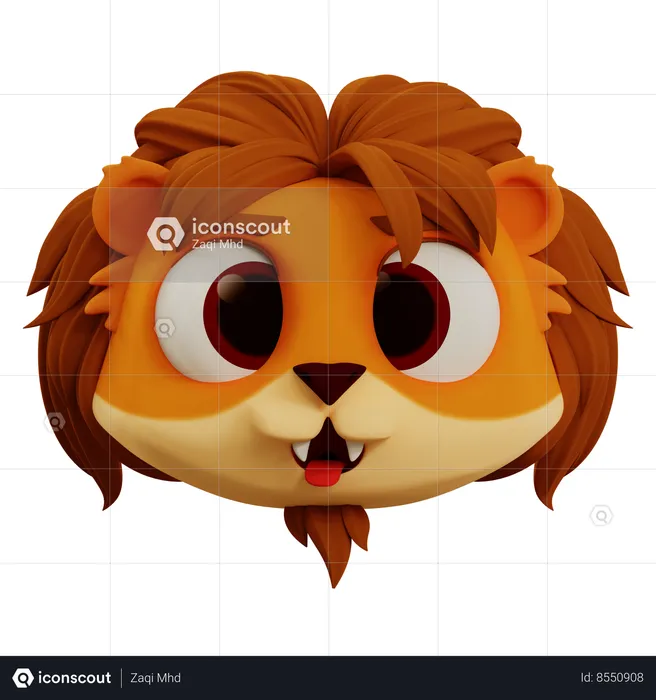 Cute Lion Tongue Emoji Emoji 3D Icon