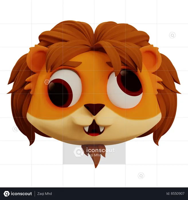Cute Lion Ugly Face Emoji Emoji 3D Icon