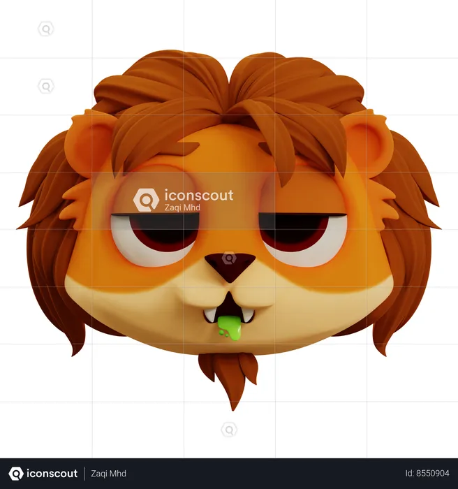 Cute Lion Vomiting Emoji Emoji 3D Icon
