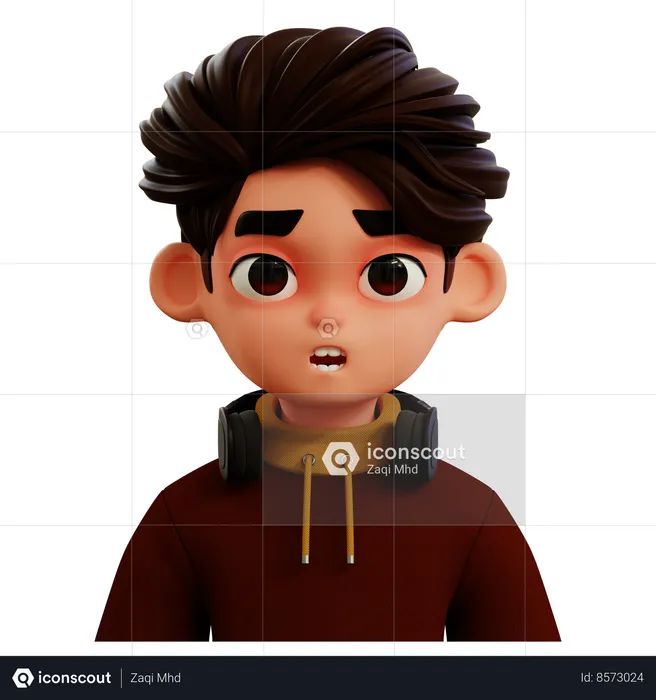 Cute Little Boy With Headphones Avatar  3D Icon