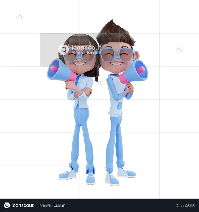 Cute Marketing Couple  3D Icon