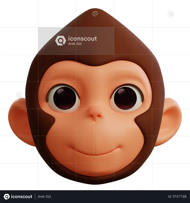 Cute Monkey Emoji 3D Icon