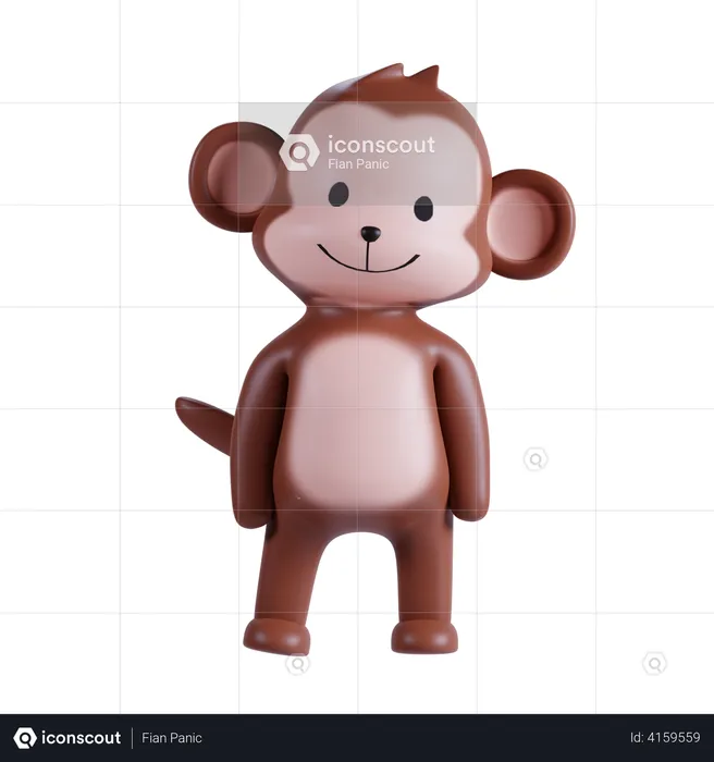 Cute Monkey  3D Illustration