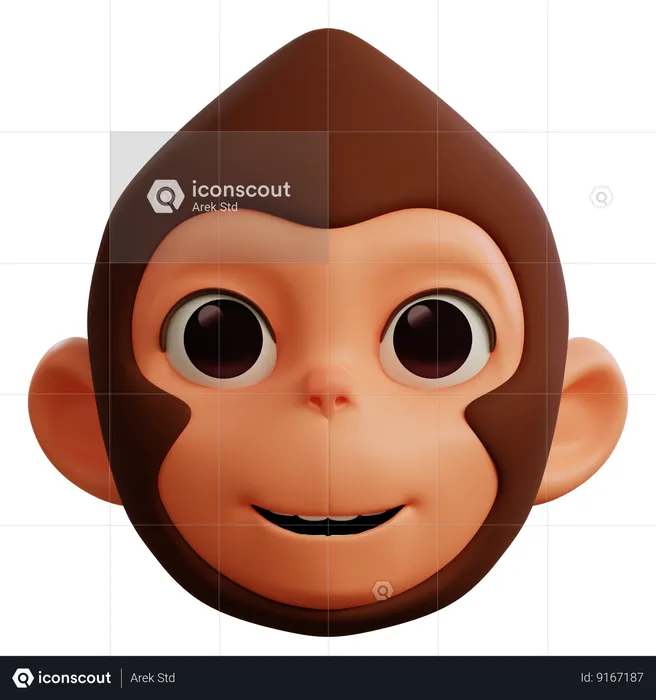 Cute Monkey Happy Emoji 3D Icon