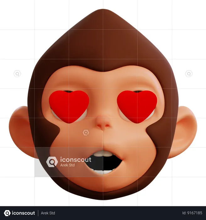 Cute Monkey Love Emoji 3D Icon