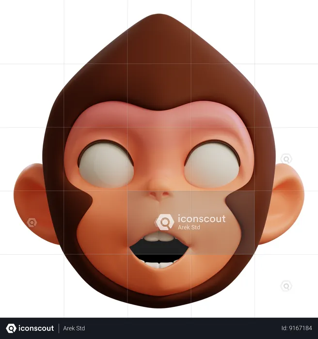 Cute Monkey Scared Emoji 3D Icon