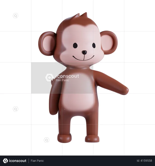 Cute Monkey Showing Something  3D Illustration