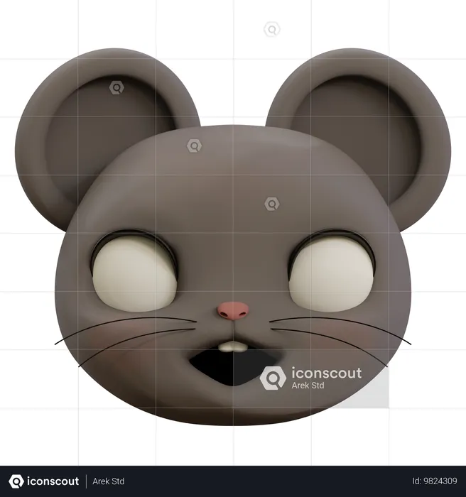 Cute Mouse Scared Emoji Emoji 3D Icon