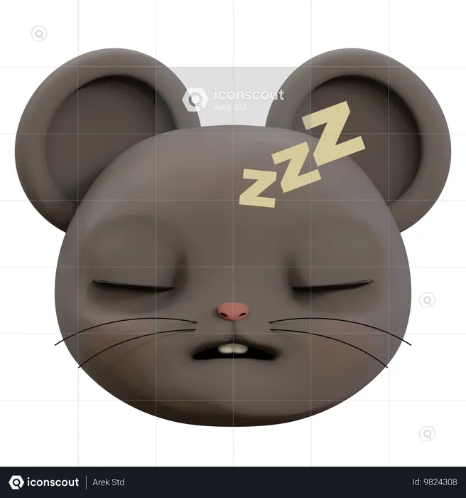 Cute Mouse Sleeping Emoji Emoji 3D Icon