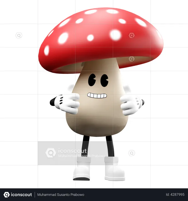 Cute Mushroom showing thumbs up Emoji 3D Emoji