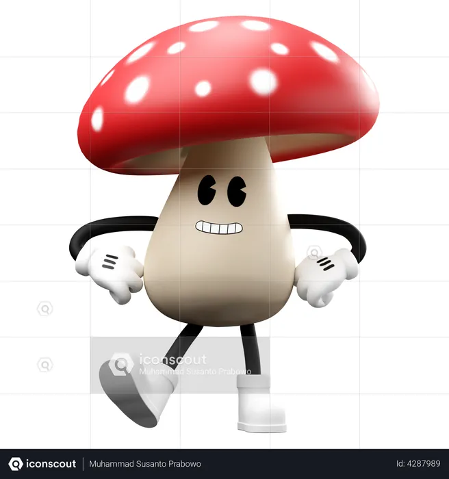 Cute Mushroom with both hands on waist Emoji 3D Illustration
