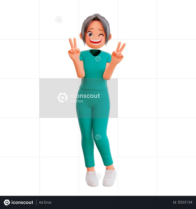 Cute Nurse Character  3D Illustration