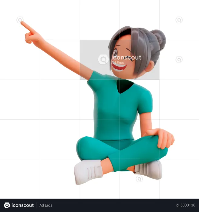 Cute Nurse Character Pointing on right  3D Illustration