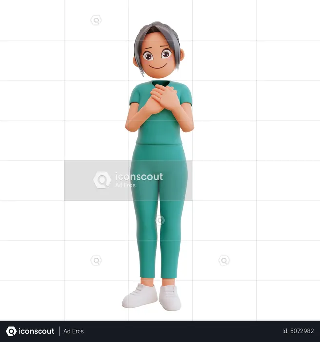 Cute nurse giving smiling posing  3D Illustration