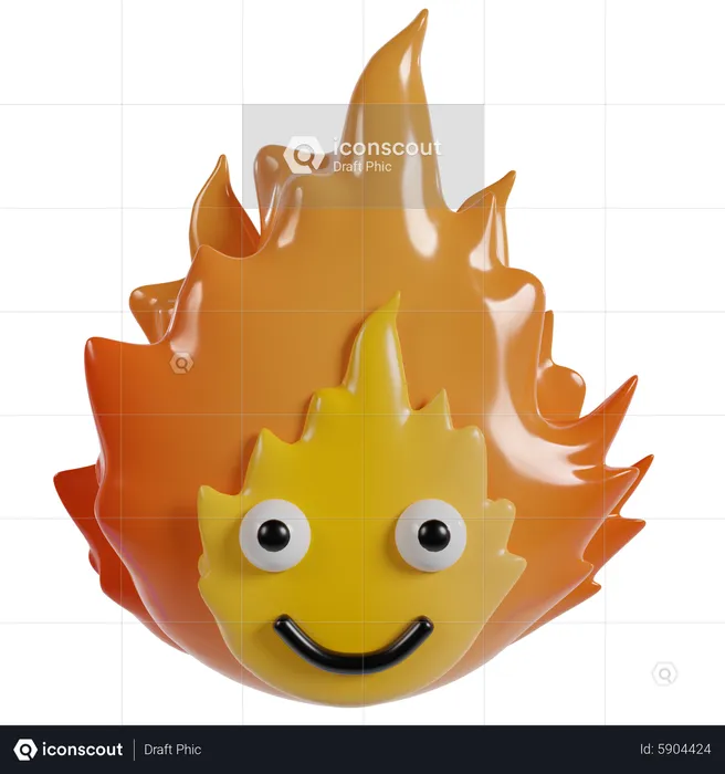 Cute Orange Flame  3D Icon