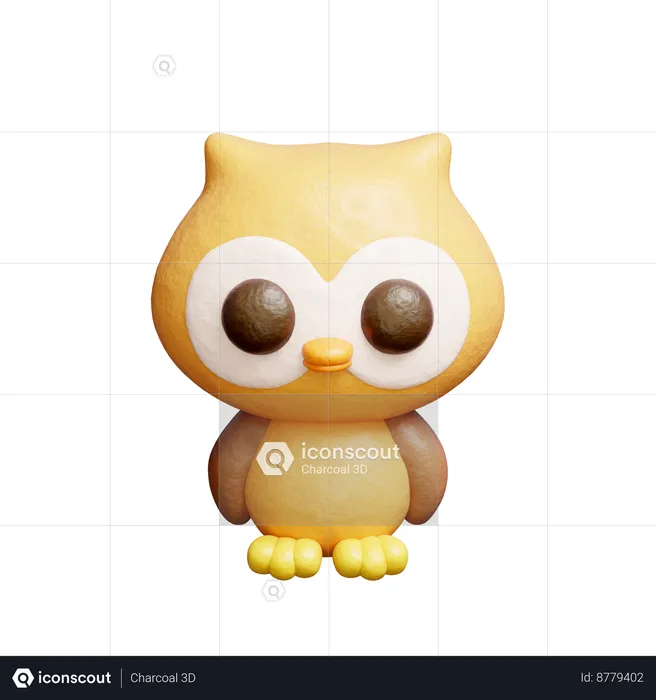 Cute Owl Character  3D Icon