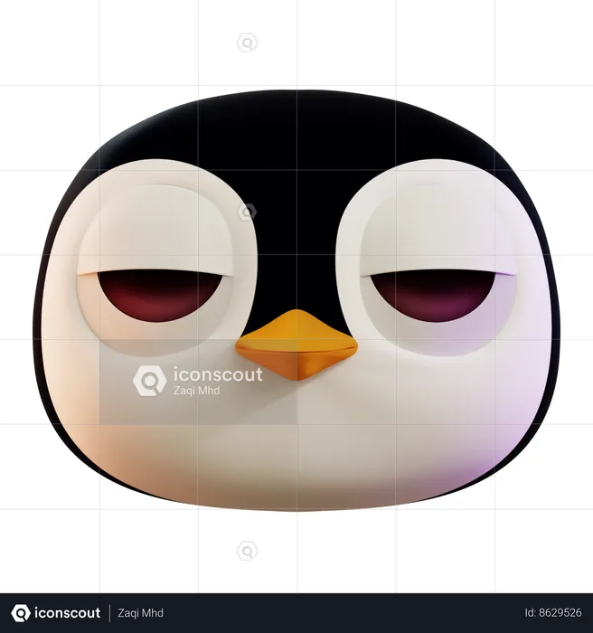 Cute Penguin Feeling Bored Emoji 3D Icon