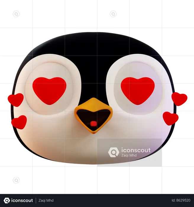 Cute Penguin Love Emoji 3D Icon