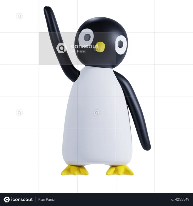 Cute Penguin Say Hello  3D Illustration