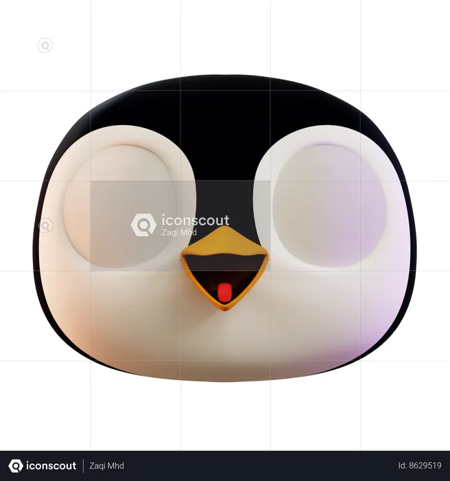 Cute Penguin Scared Emoji 3D Icon
